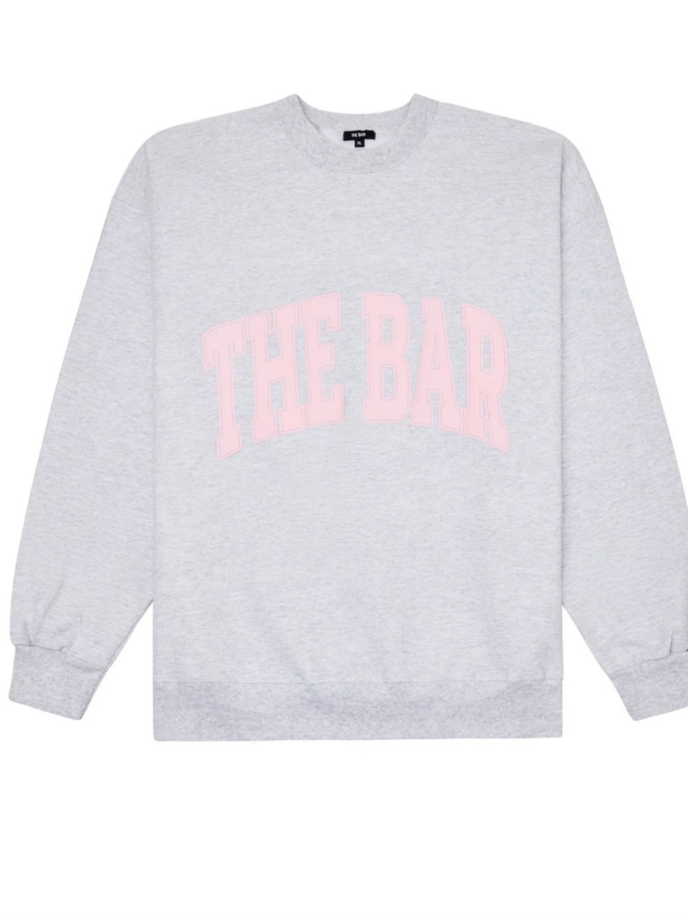 The Bar NWT Light Grey Varsity Sweatshirt Blush Letters Size Large